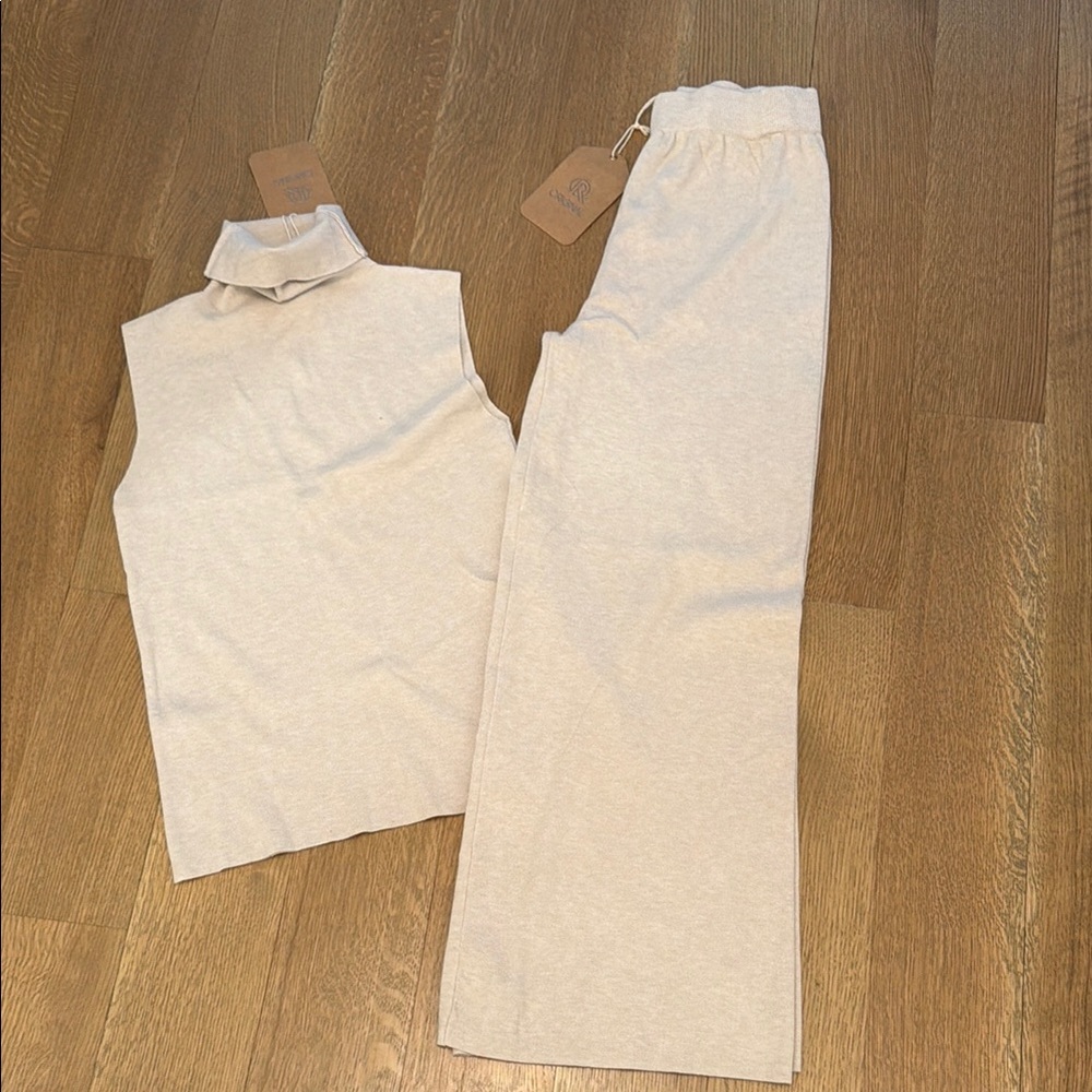 Cream Sleeveless Top and Pants Set